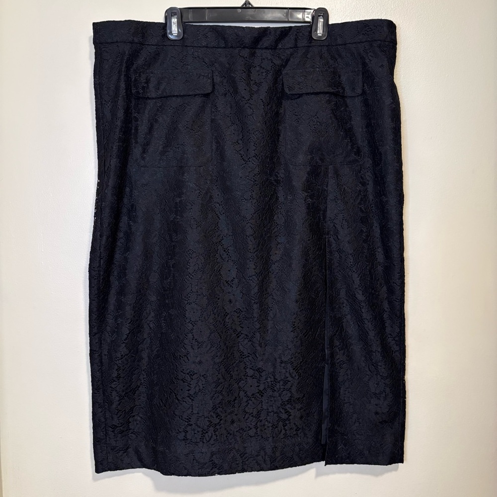 J. Crew Side Split Black Lace Pencil Skirt Size 22